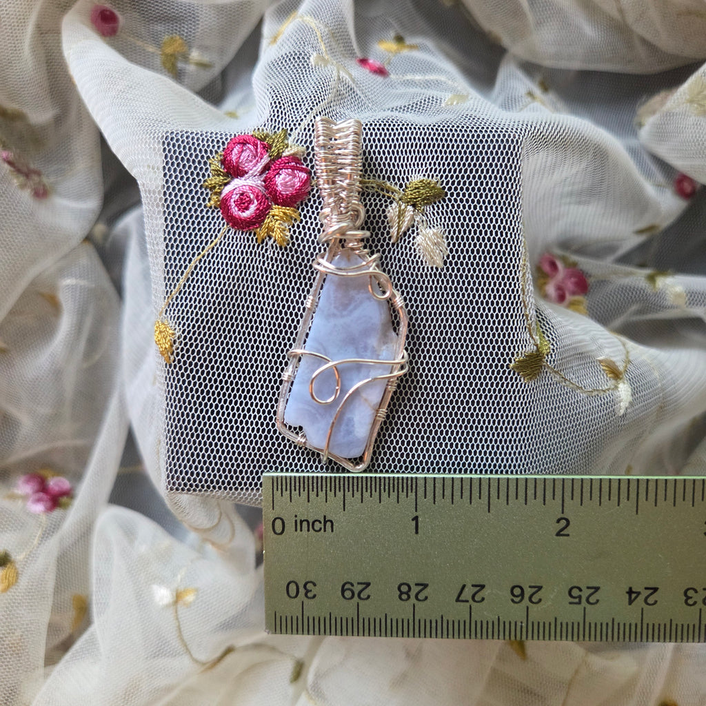 Chalcedony Abstract Wire Wrap (Silver Wire)