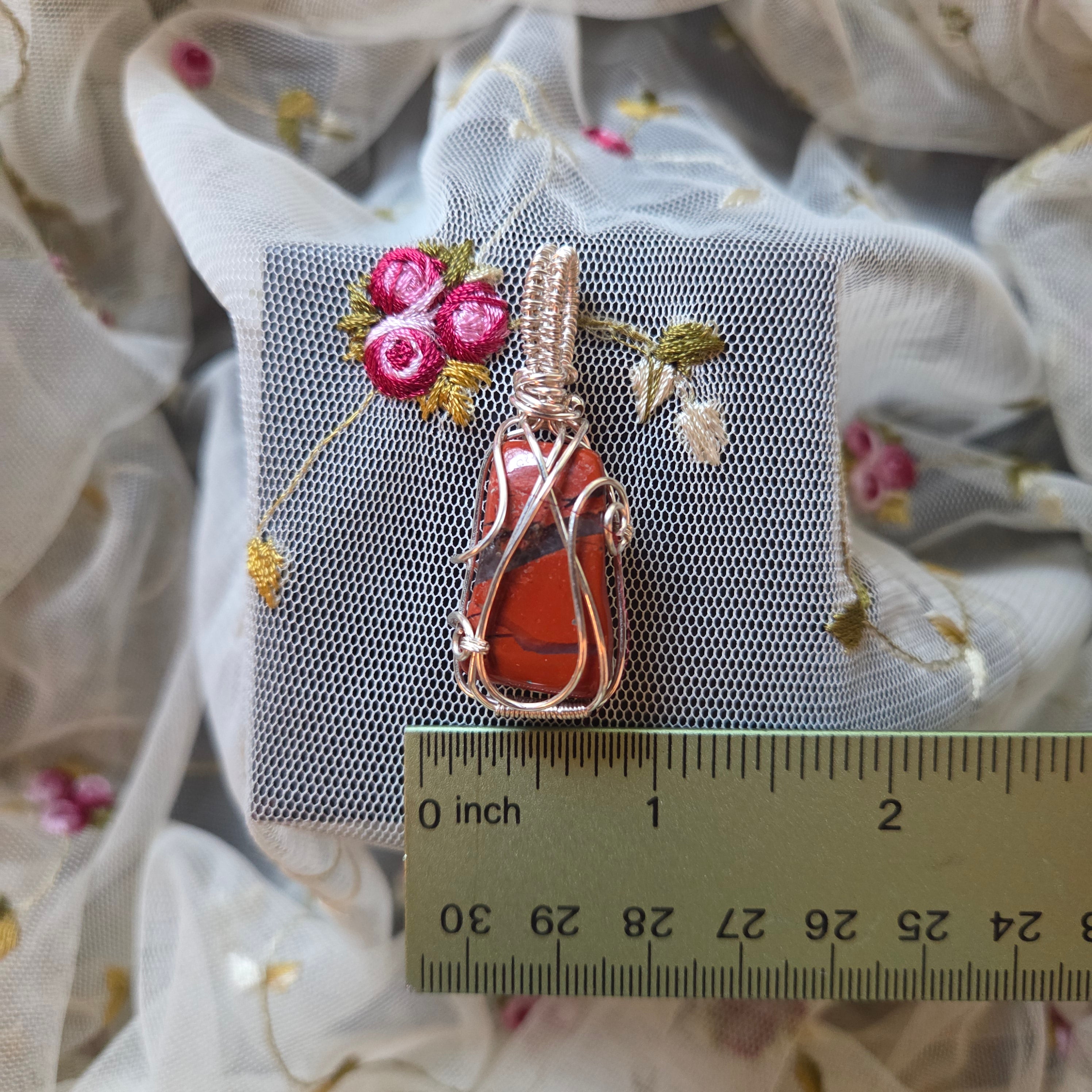 Red Jasper Natural Tumbled Wrap (Silver Wire)