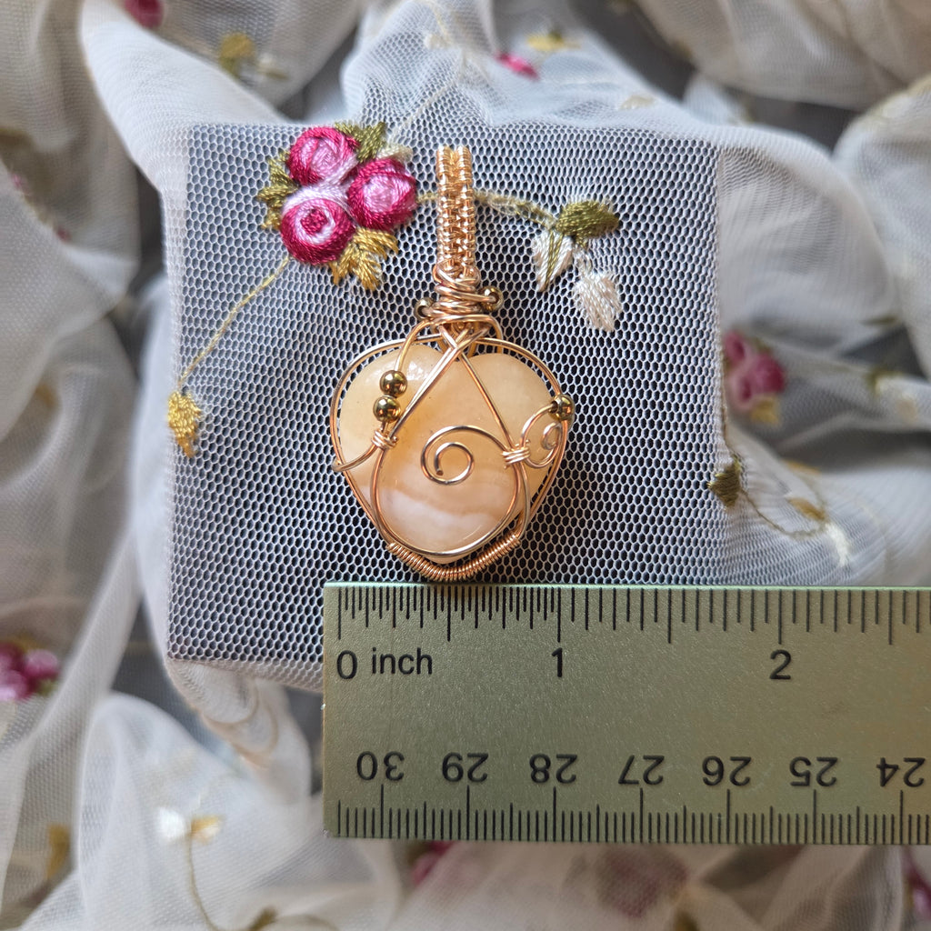 Yellow Calcite Heart Wrap (Gold Wire)