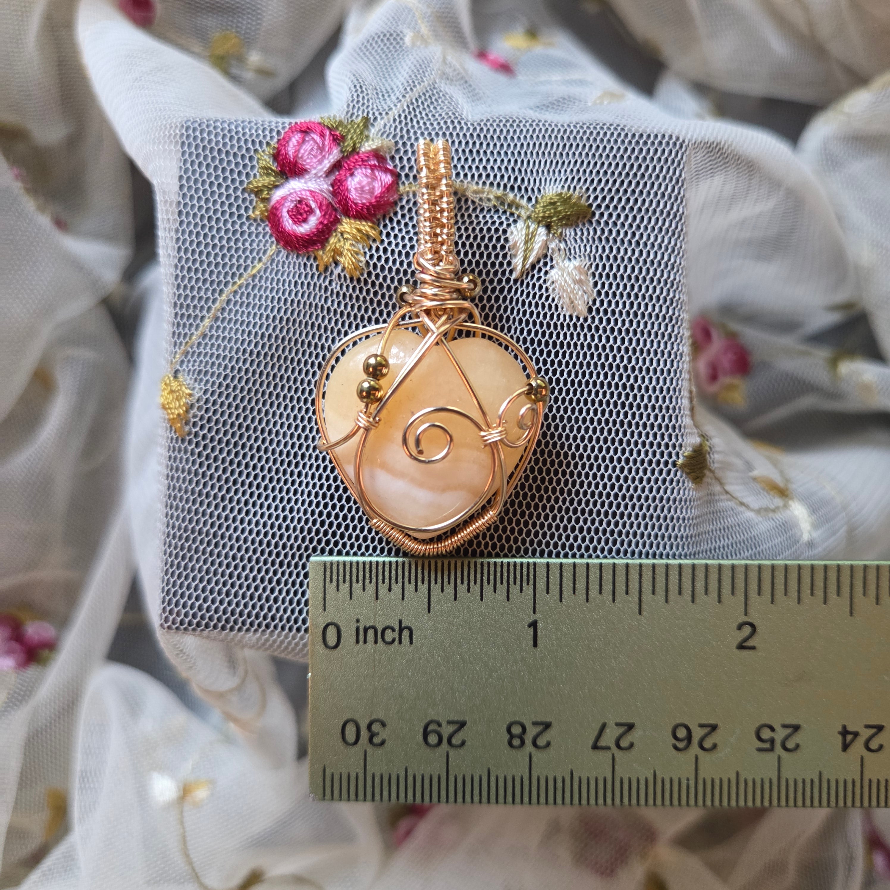 Yellow Calcite Heart Wrap (Gold Wire)