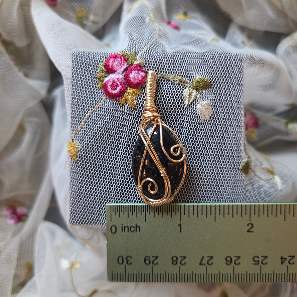 Obsidian Natural Tumbled Wrap (Gold Wire)