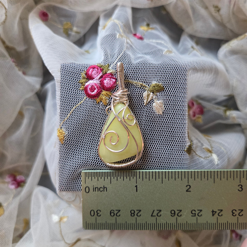 Yellow Serpentine Natural Tumbled Wrap (Silver Wire)