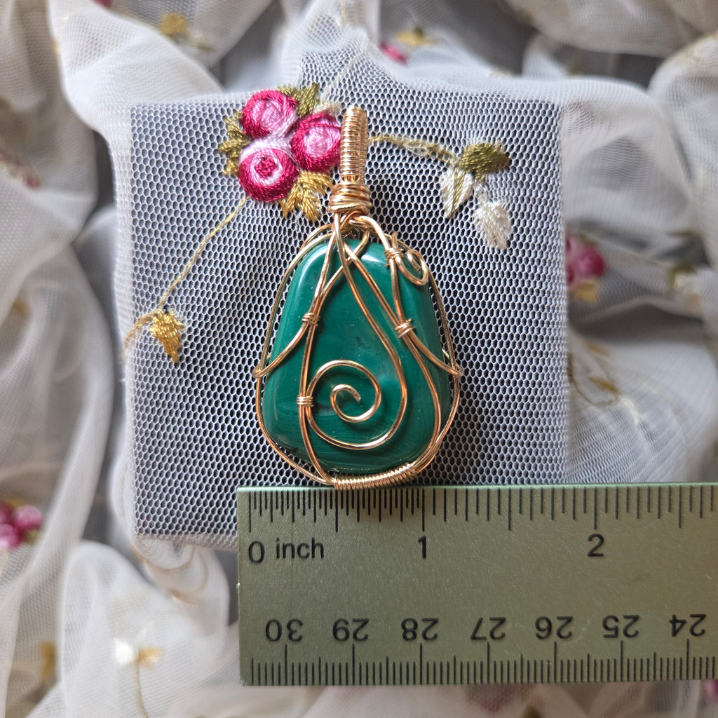 Large Malachite Natural Tumbled Wrap (Gold Wire)