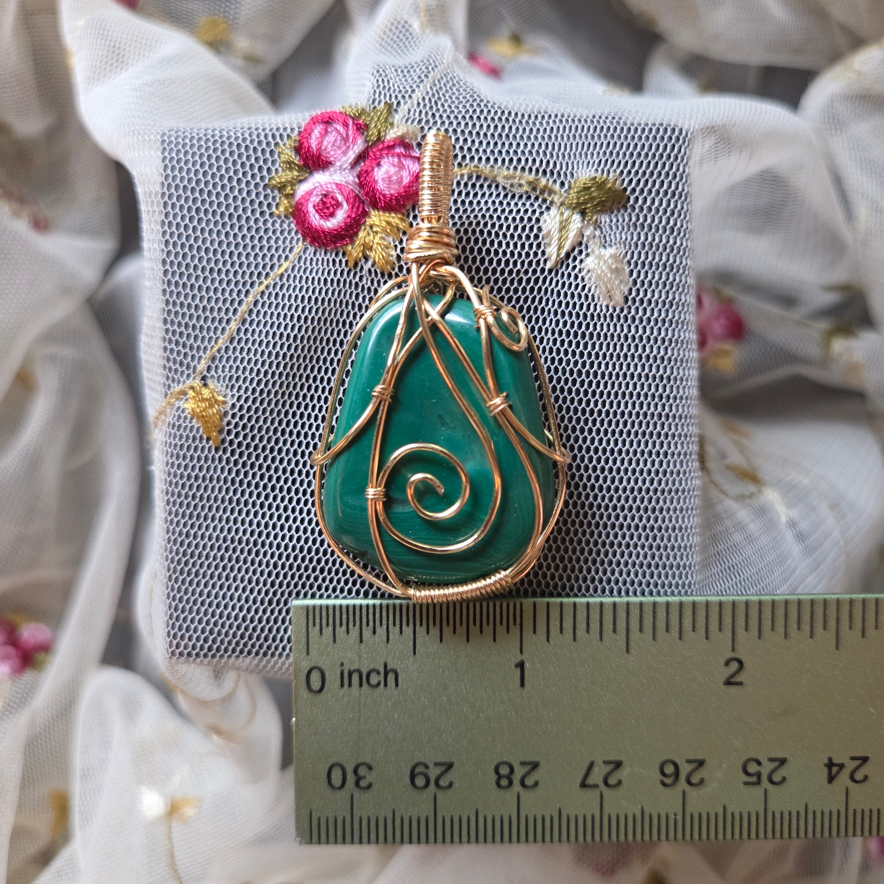 Large Malachite Natural Tumbled Wrap (Gold Wire)