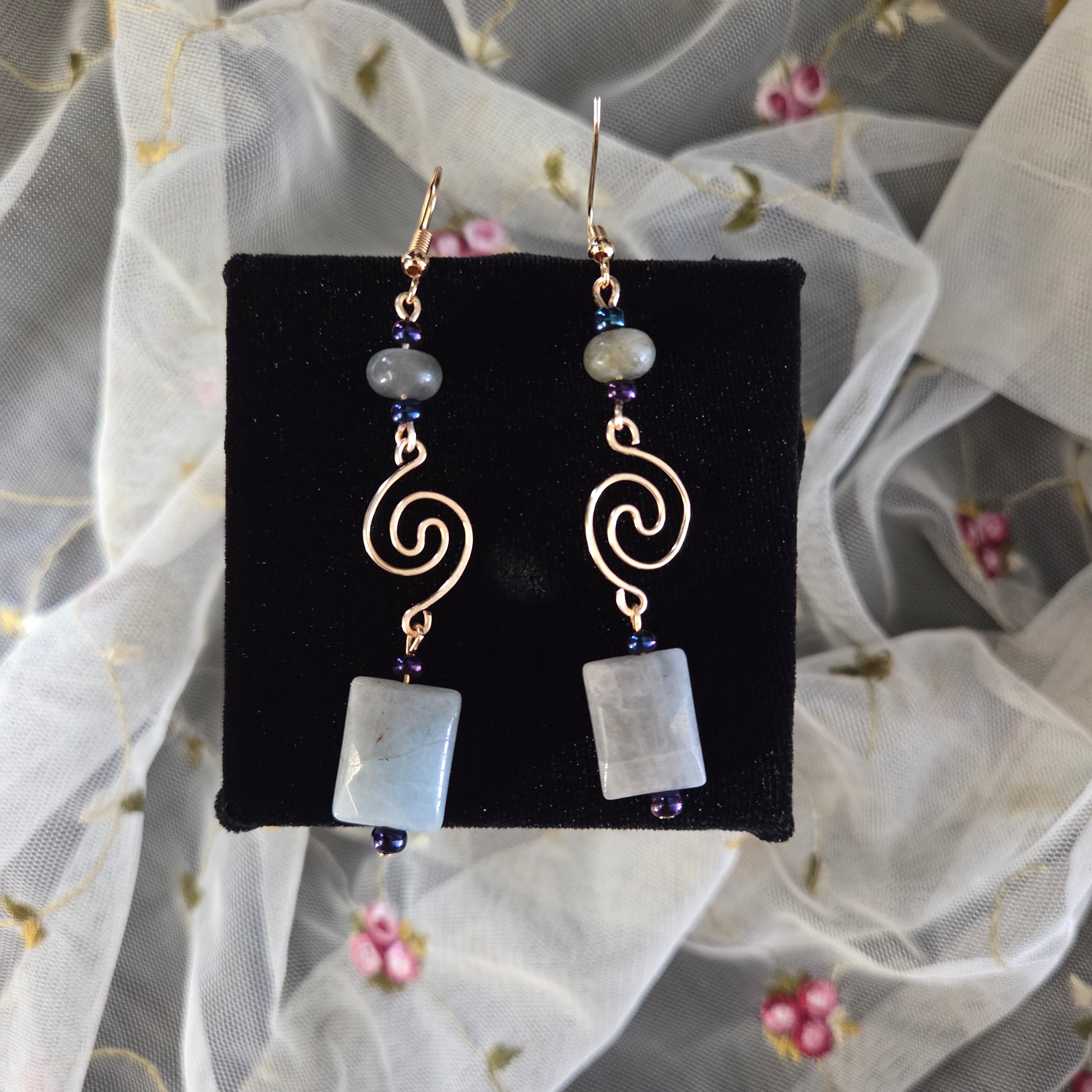 Swirly Labradorite Dangle Earrings