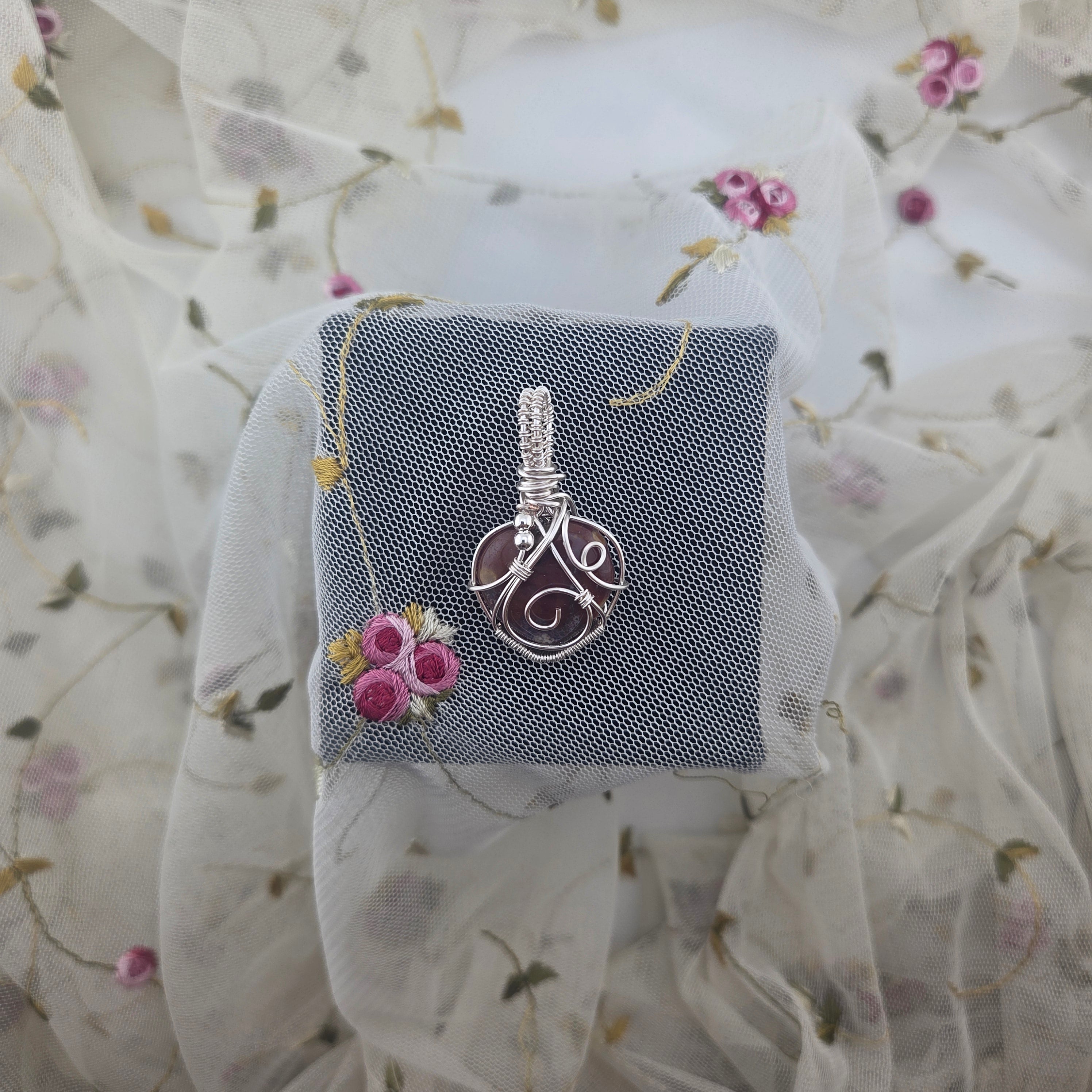 "Itty" Ocean Jasper Heart Wrap (Silver Wire)