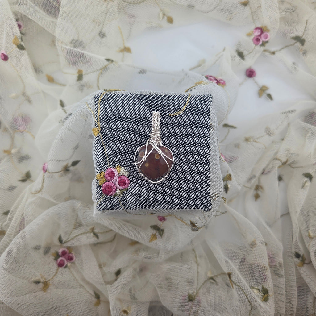"Itty" Ocean Jasper Heart Wrap (Silver Wire)