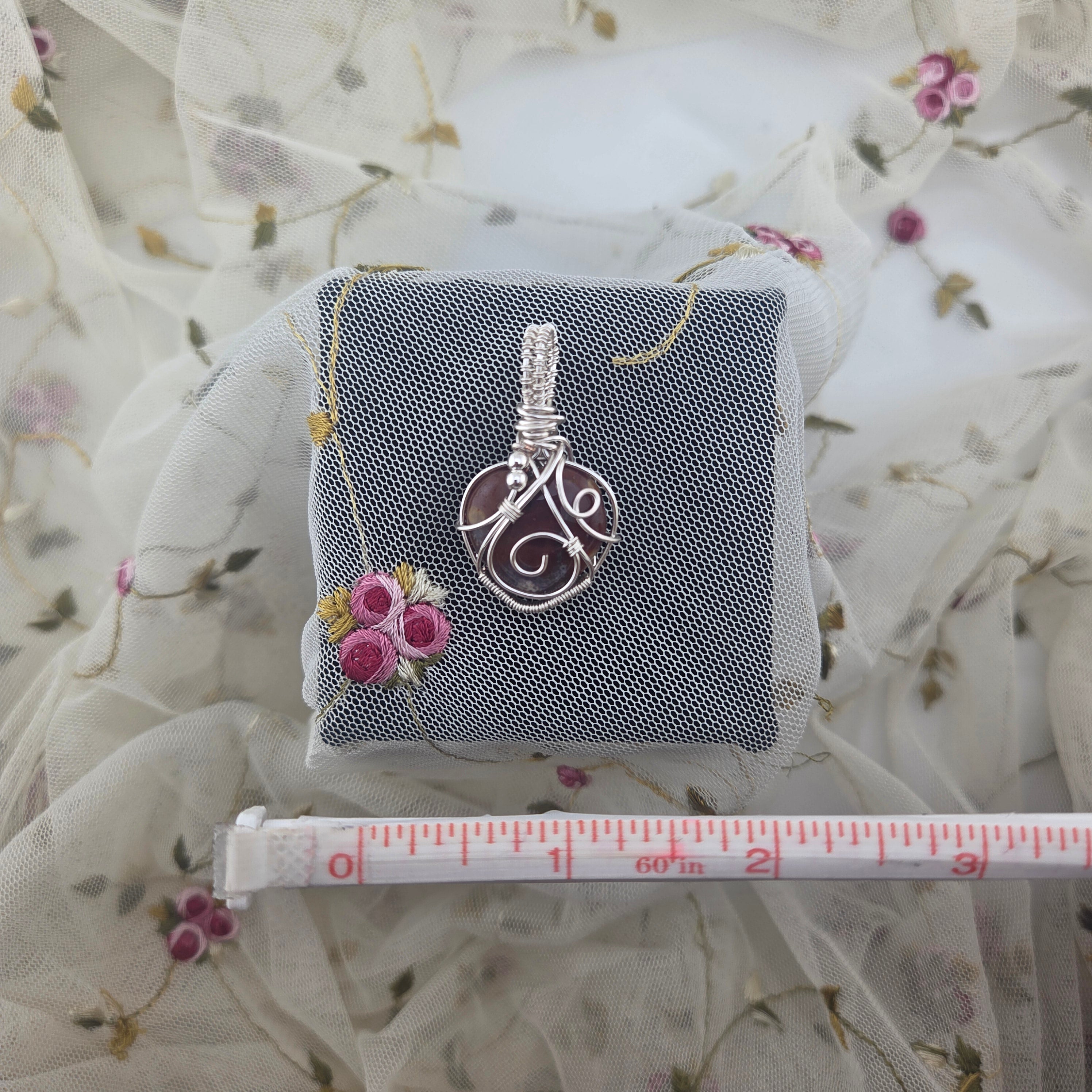 "Itty" Ocean Jasper Heart Wrap (Silver Wire)
