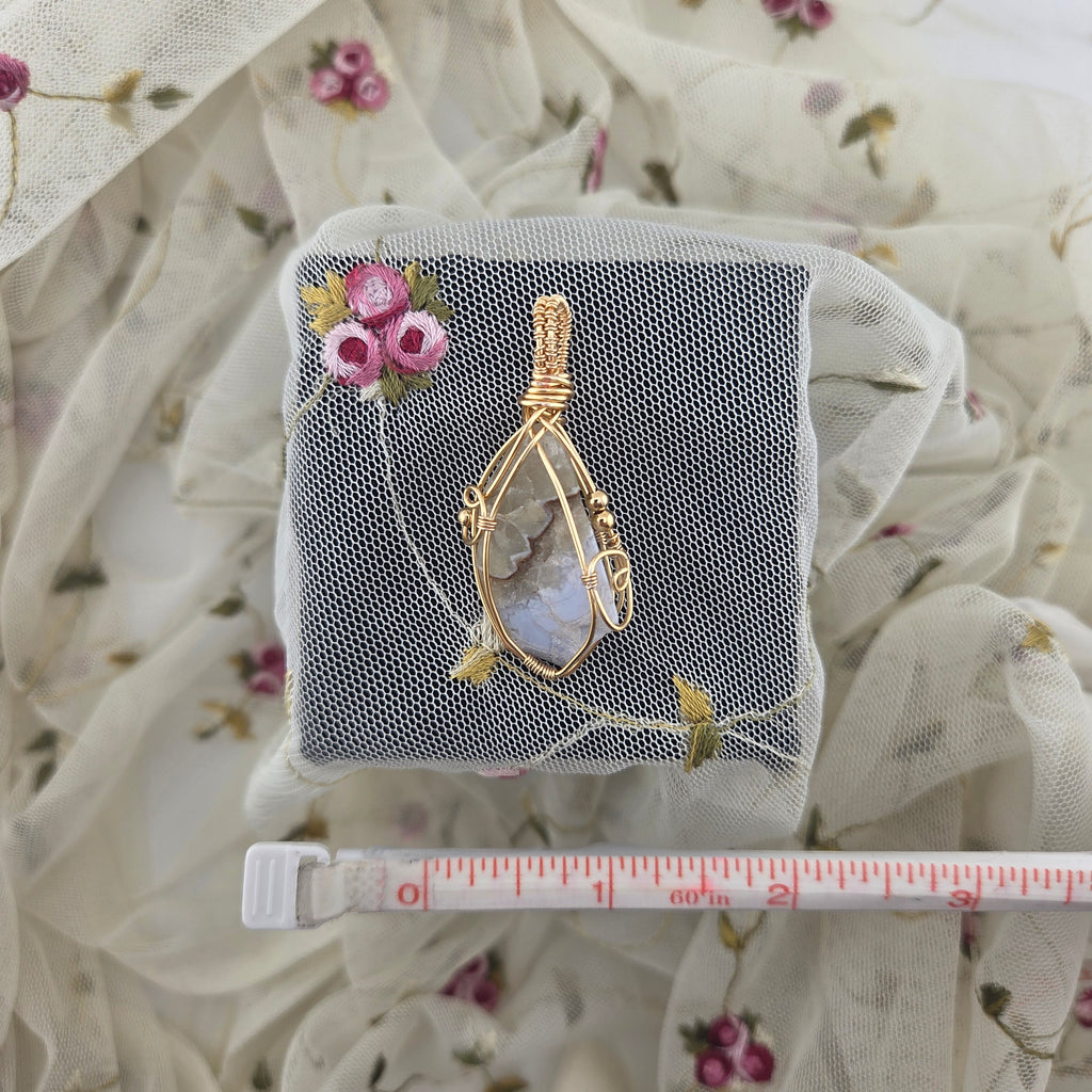 Chalcedony Natural Tumbled Wire Wrap (Gold Wire)