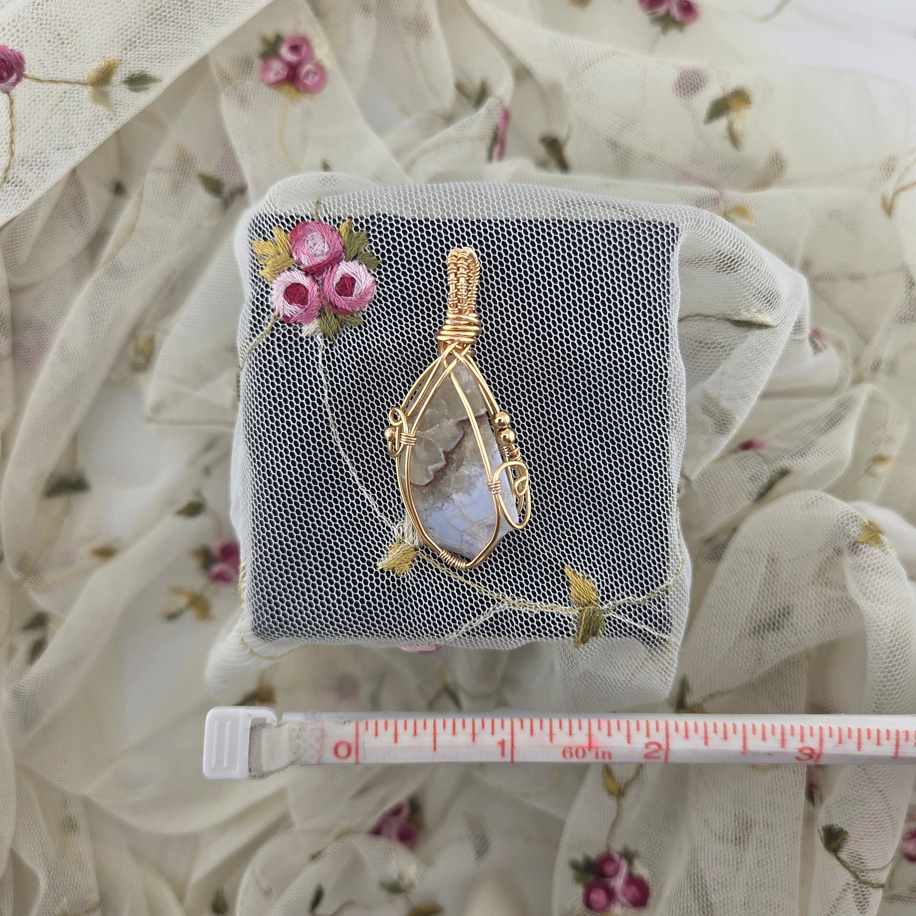 Chalcedony Natural Tumbled Wire Wrap (Gold Wire)