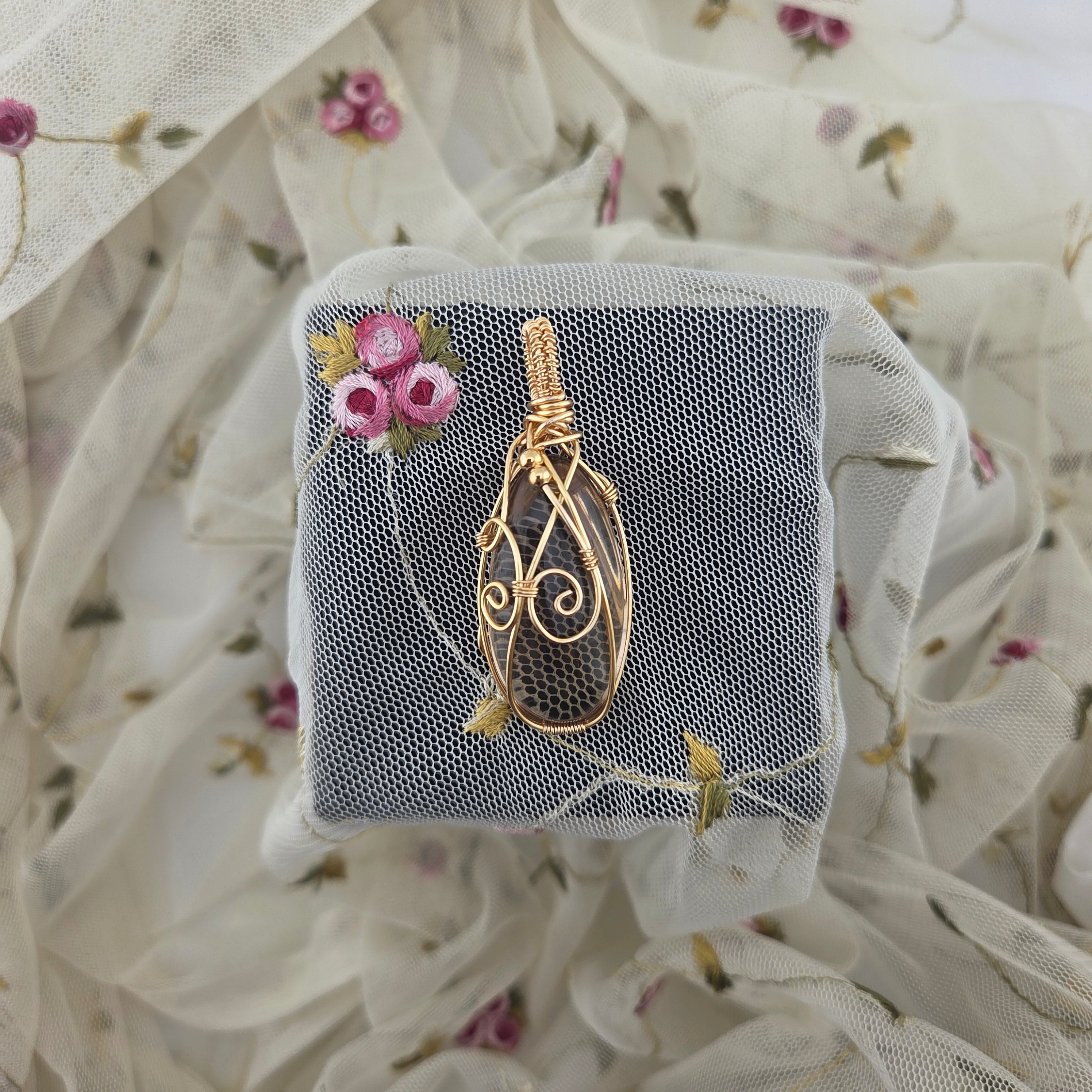 Smoky Quartz Natural Tumbled Wrap (Gold Wire)