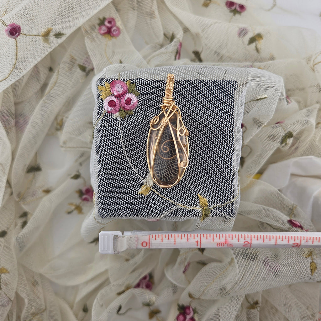 Smoky Quartz Natural Tumbled Wrap (Gold Wire)