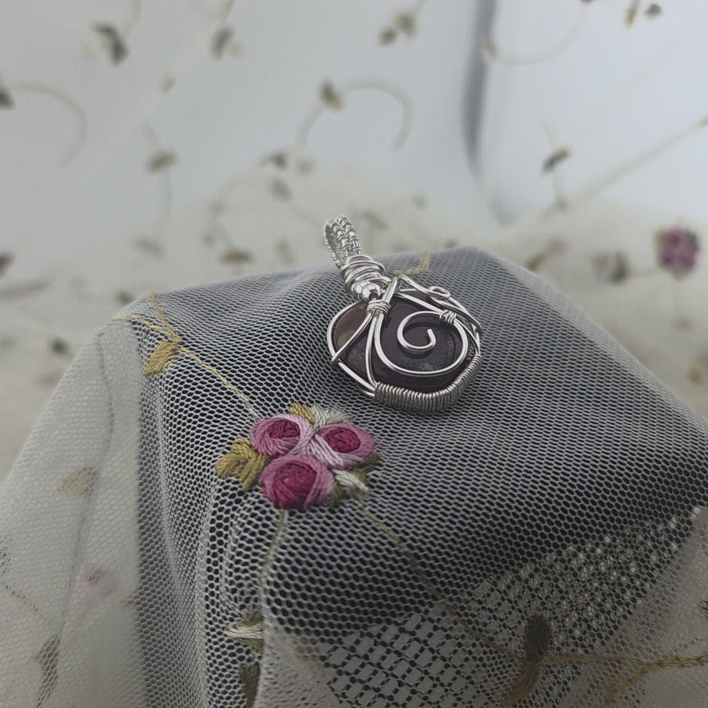 "Itty" Ocean Jasper Heart Wrap (Silver Wire)