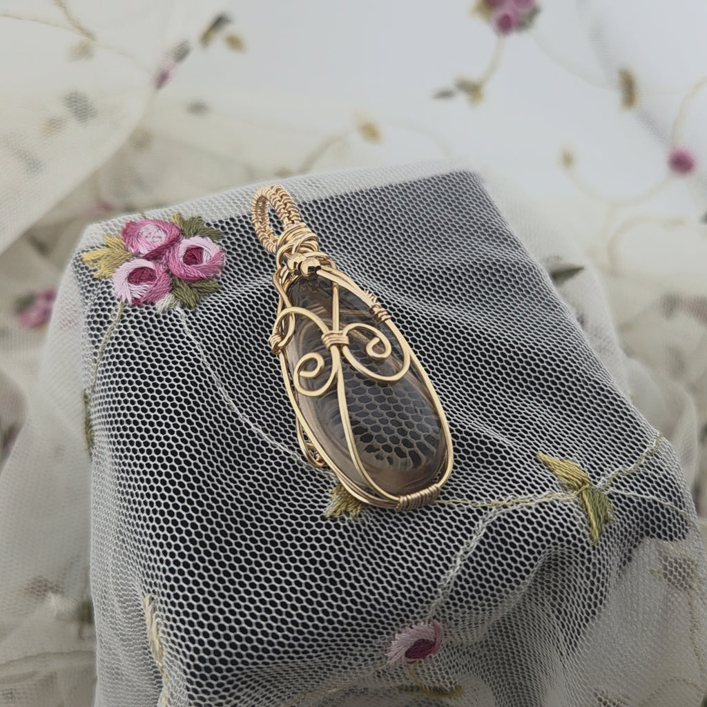 Smoky Quartz Natural Tumbled Wrap (Gold Wire)