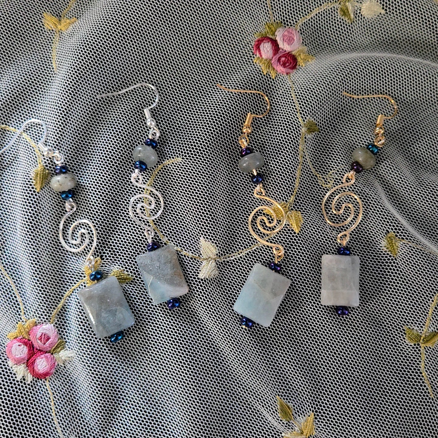 Swirly Labradorite Dangle Earrings